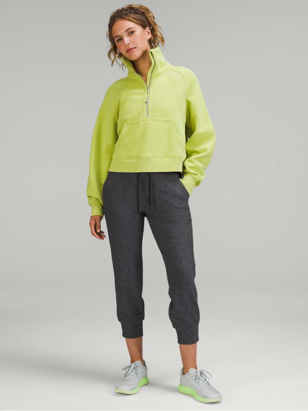 167.1 Lululemon Ready to Rulu High-Rise Cropped Jogger Heathered Raceway Grey Bl